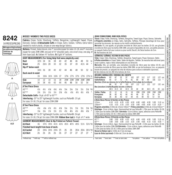 Simplicity 8242BB snitmønster