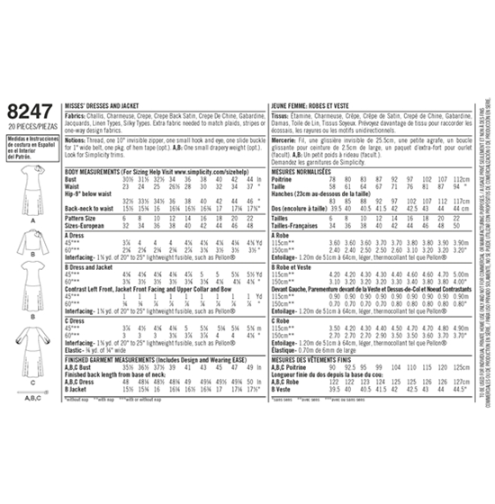 Simplicity 8247H5 snitmønster