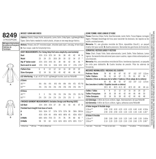 Simplicity 8249H5 snitmønster
