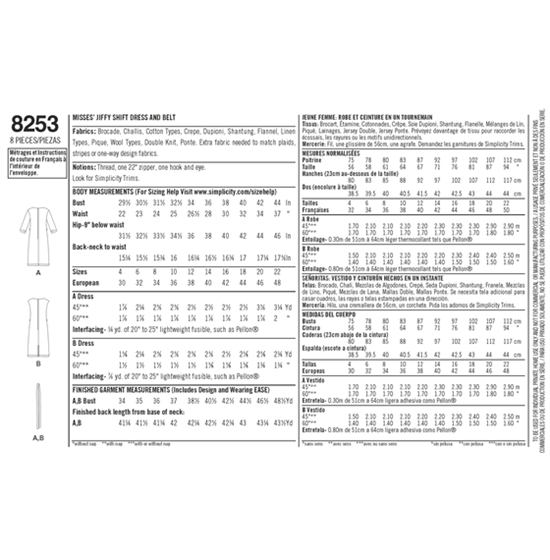 Simplicity 8253D5 snitmønster