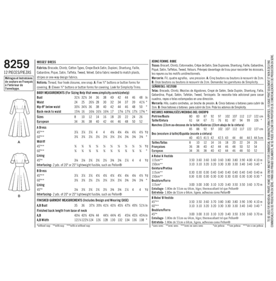 Simplicity 8259K5 snitmønster