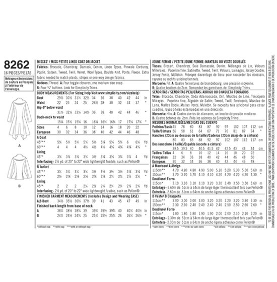 Simplicity 8262D5 snitmønster