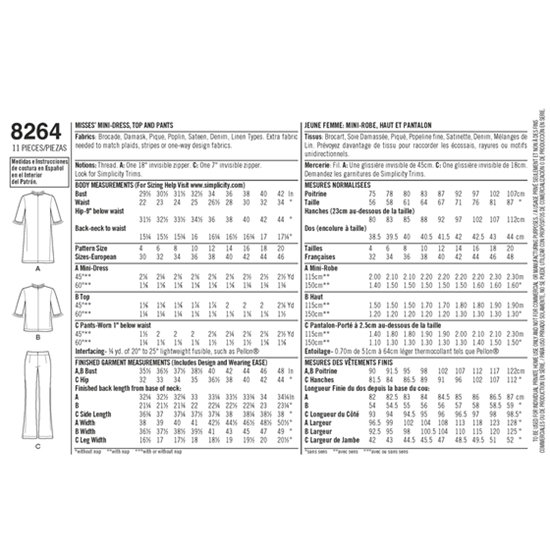 Simplicity 8264P5 snitmønster
