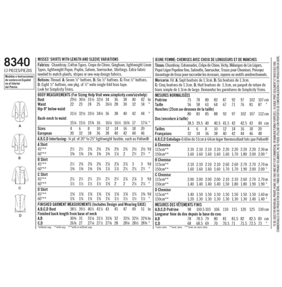 Simplicity 8340D5 snitmønster