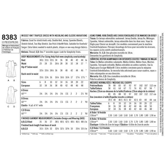 Simplicity 8383R5 snitmønster