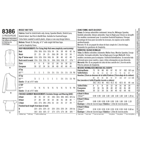 Simplicity 8386P5 snitmønster