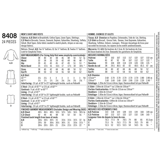 Simplicity 8408BB snitmønster