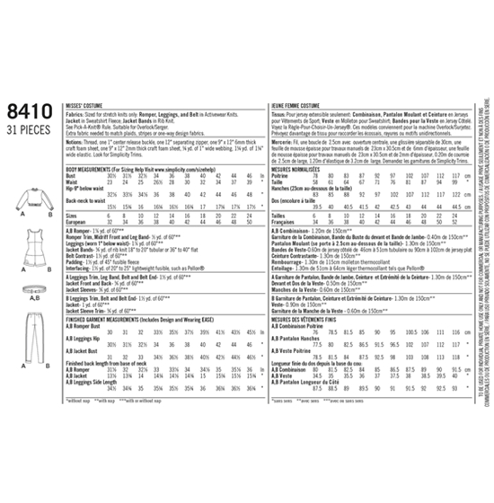 Simplicity 8410H5 snitmønster