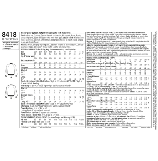 Simplicity 8418R5 snitmønster