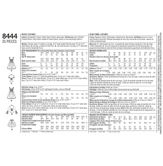 Simplicity 8444P5 snitmønster