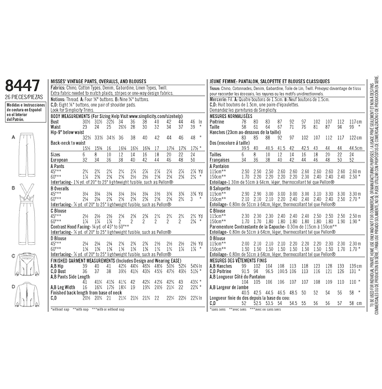 Simplicity 8447U5 snitmønster