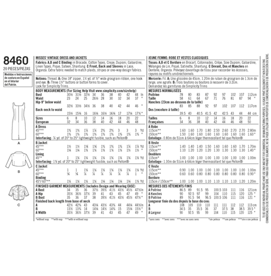 Simplicity 8460H5 snitmønster