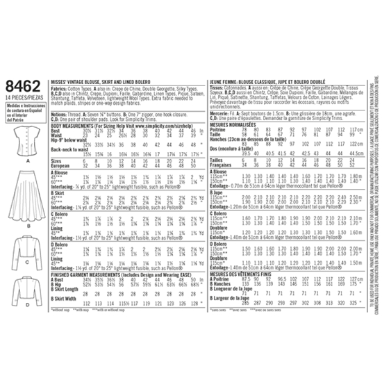Simplicity 8462H5 snitmønster