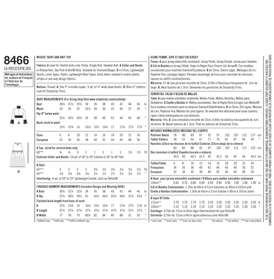 Simplicity 8466H5 snitmønster