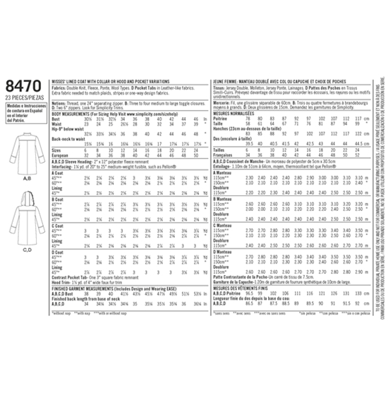 Simplicity 8470H5 snitmønster