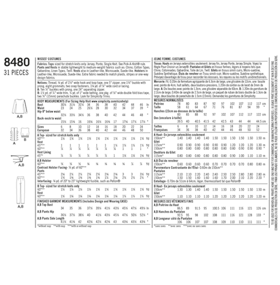 Simplicity 8480H5 snitmønster